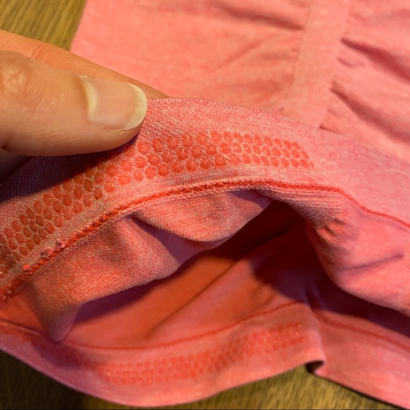 Athleta Fast Track seamless ruched athletic tee, neon peach pink - Picture 6 of 6